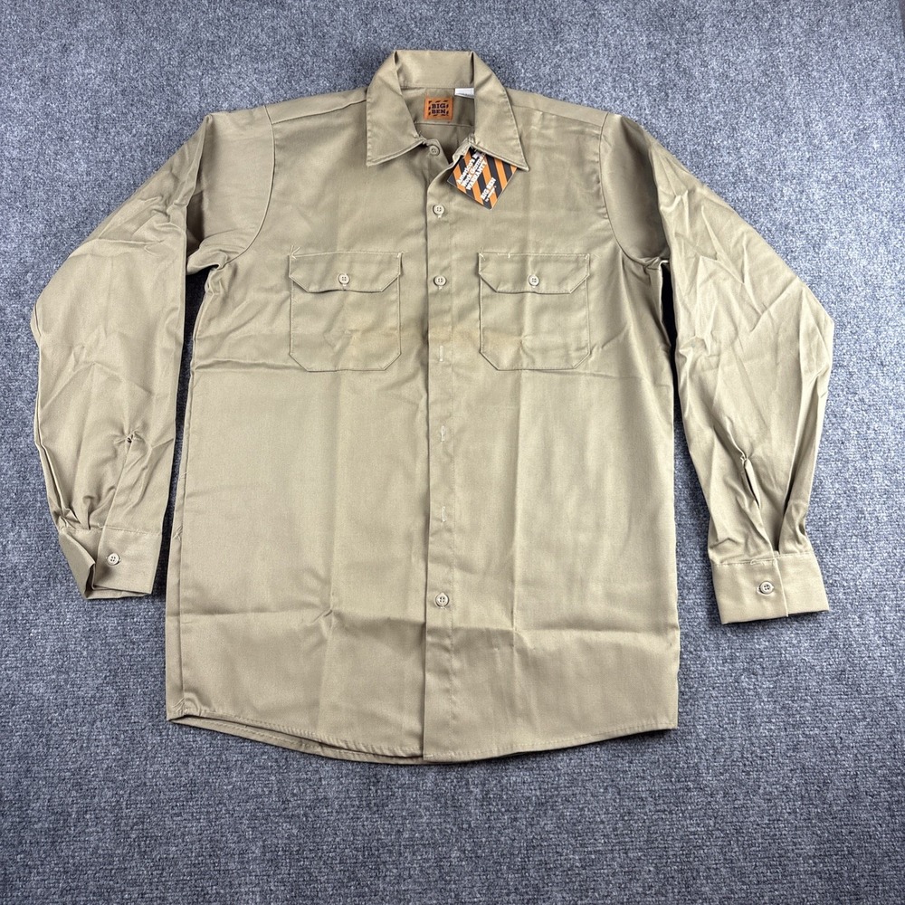 Vintage Big Ben Wrangler Khaki Work Shirt Made in USA Deadstock NWT Medium Long